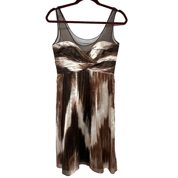 Burberry Batik Brown Mesh Detail Sleeveless Dress Women’s 42 - Picture 3 of 12